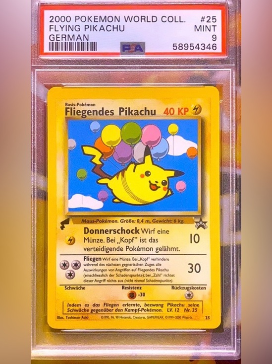 Pokemon Other - Pokemon Flying Pikachu Card - Yellow, Blue, Pink, Green